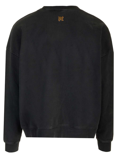 Palm Angels Sweatshirt With Front Monogram Burining In Nero