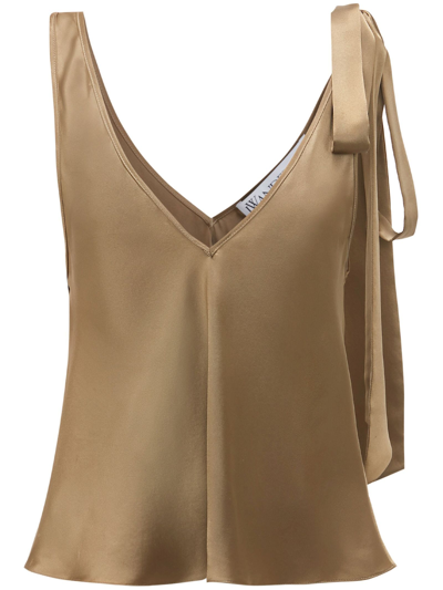 Jw Anderson Sleeveless Silk Top In Light Olive