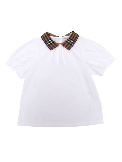 Burberry Kids'  Polo T-shirt In White