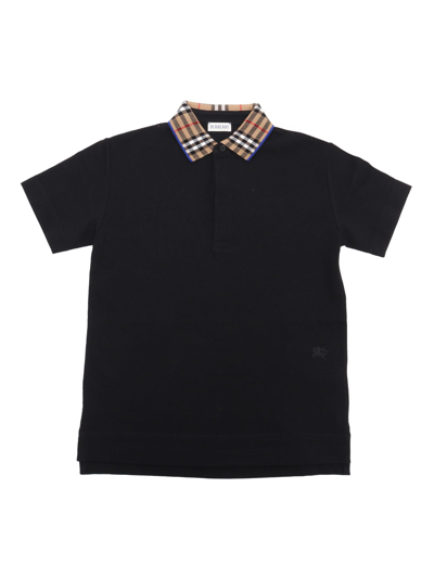 Burberry Kids'  Polo T-shirt In Black