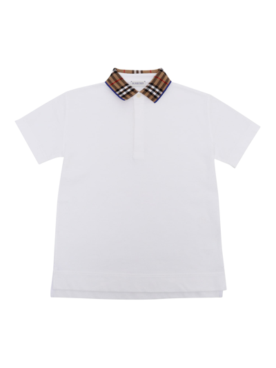 Burberry Kids'  Polo T-shirt In White