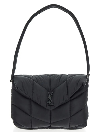 Saint Laurent Puffer Messenger Bag In Econylon Regenerated Nylon In Black