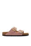 Birkenstock Arizona Big Buckle Womens Faux Leather Slip On Slide Sandals In Rosa