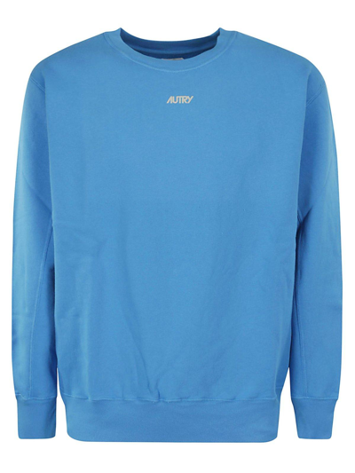 Autry Logo-flocked Crewneck Sweatshirt In Blue