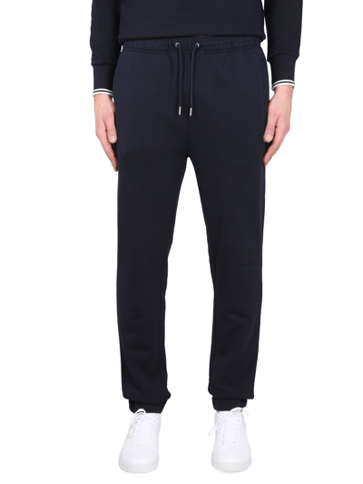 Fred Perry Black Embroidered Track Pants In Midnight Blue