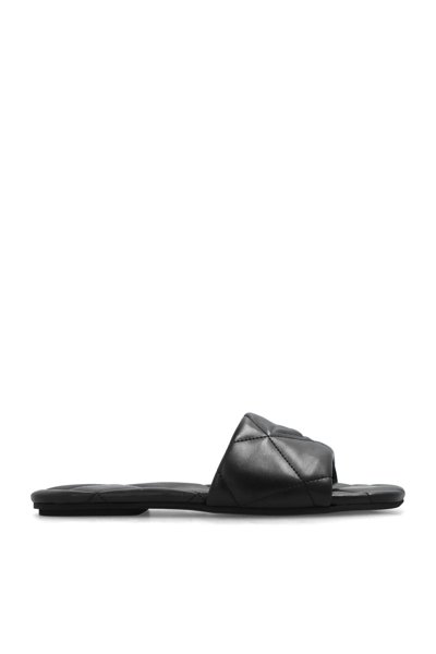 Emporio Armani Eagle-motif Quilted Sandals In Black