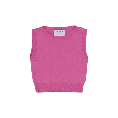 Simonetta Kids'  Sleeveless Knitted Top In Pink