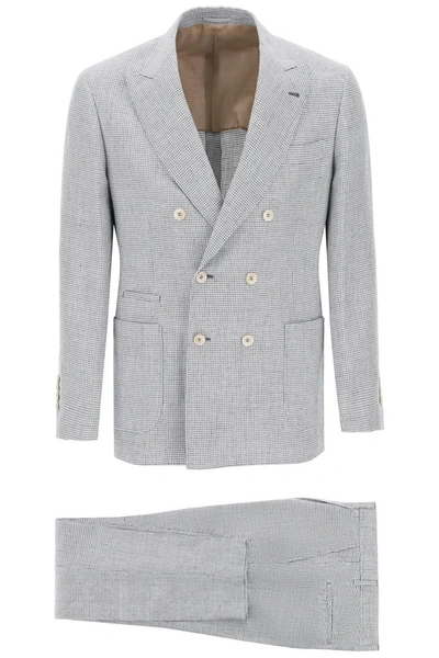 Brunello Cucinelli Linen Tailored Dress For Men In Grey