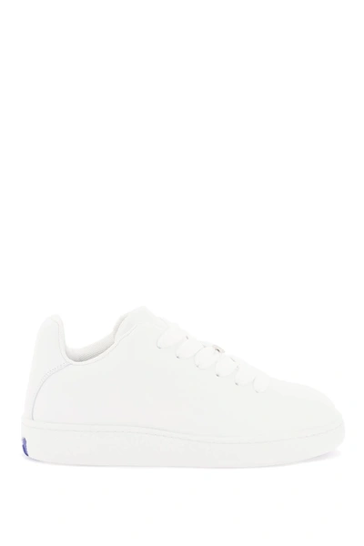 Burberry Debossed-logo Leather Sneakers In White