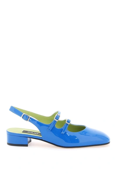 Carel Patent Leather Pêche Slingback Mary Jane In Blue
