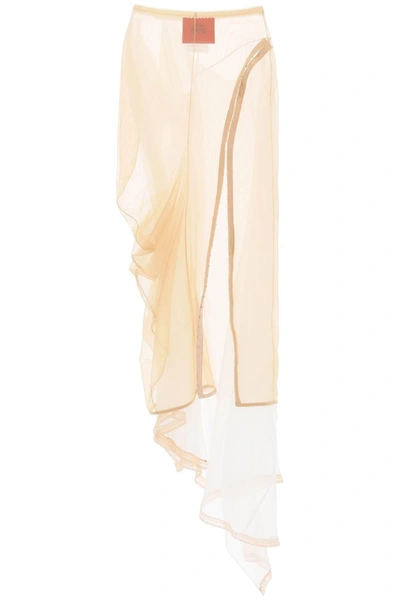 Dilara Findikoglu Maxi Transparent Public Image Skirt. In White,pink
