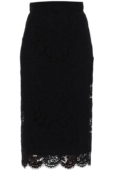Dolce & Gabbana Lace Pencil Skirt With Tube Silhouette In Black