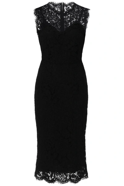 Dolce & Gabbana Black Floral Lace Sheath Sleeveless Mini Dress