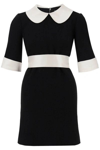 Dolce & Gabbana Mini Crepe And Satin Dress In Black