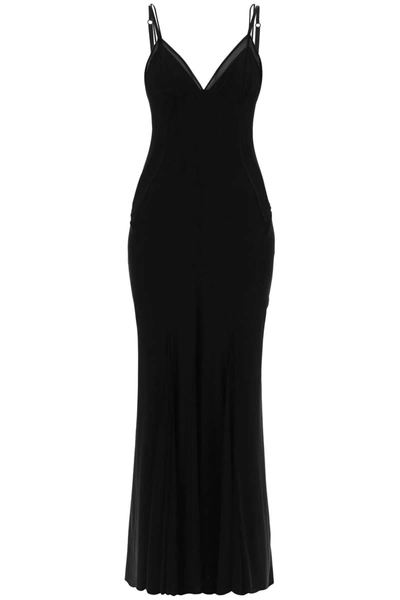 Dolce & Gabbana Stretch Tulle Maxi Bustier Dress In In Nero