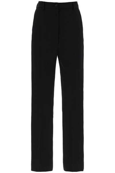 Dolce & Gabbana Wool Gabardine Cigarette Trousers. In Black