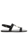 Ferragamo Capri Nappa Leather Flat Sandals With Vara Bow In Black