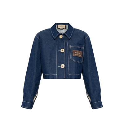 Gucci Woman Denim Jacket In Blue