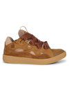 Lanvin Men's Suede Curb Sneakers In Cumin