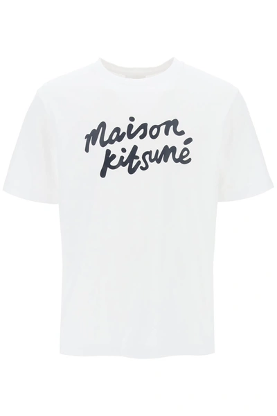 MAISON KITSUNÉ MAISON KITSUNE T SHIRT WITH LOGO IN HANDWRITING