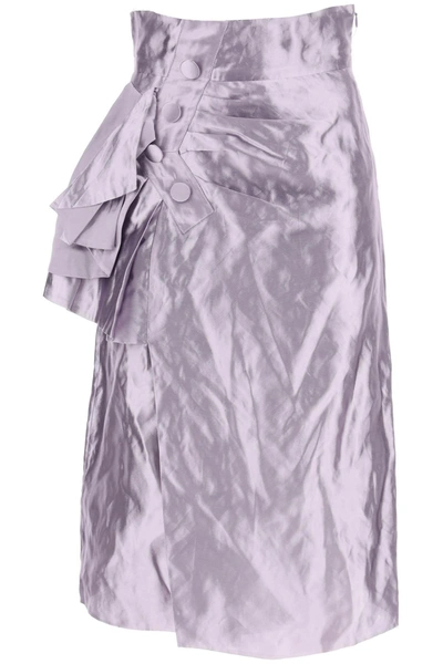 Maison Margiela Draped Detailed Midi Skirt In Purple