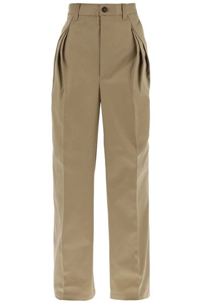 Maison Margiela Trousers With Triple Ple In 浅褐色的