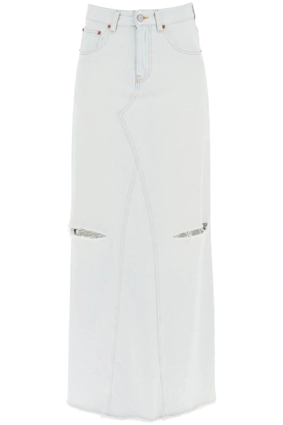Mm6 Maison Margiela Blue Five-pocket Denim Maxi Skirt In Light Blue