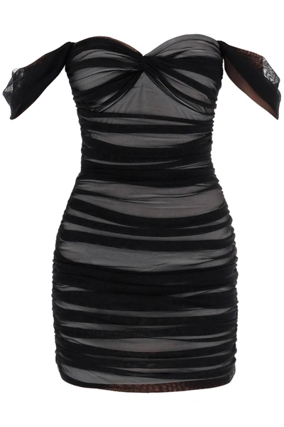 Norma Kamali Walter Short Dress With Ruffles In Black