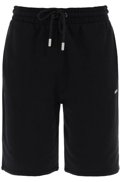 Off-white Sporty Black Bermuda Shorts With Embroidered Arrow For Men