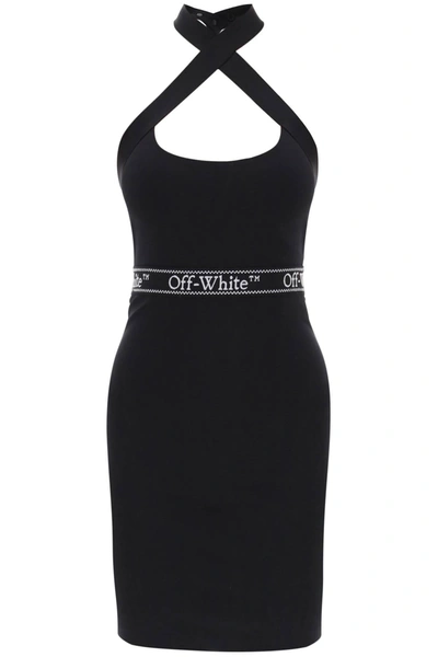 Off-white Mini Dress With Logo Band In Black