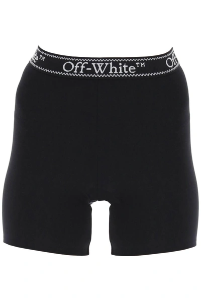 Off-white Sporty Shorts With Branded Stripe In Black