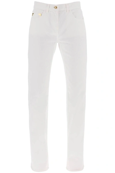 Palm Angels Jeans With Gold Metal Detailing In White