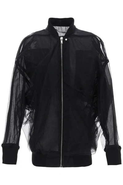Rick Owens Womens Black Semi-sheer Relaxed-fit Tulle Jacket