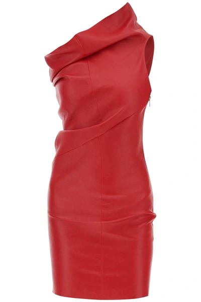 Rick Owens Athena One Shoulder Mini Dress In Red
