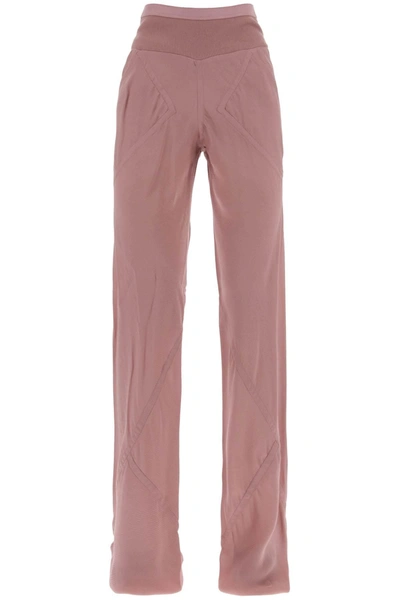 Rick Owens Pantaloni In Crepe Cloqué In Pink