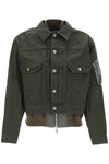 Sacai Layered Denim Jacket In Khaki