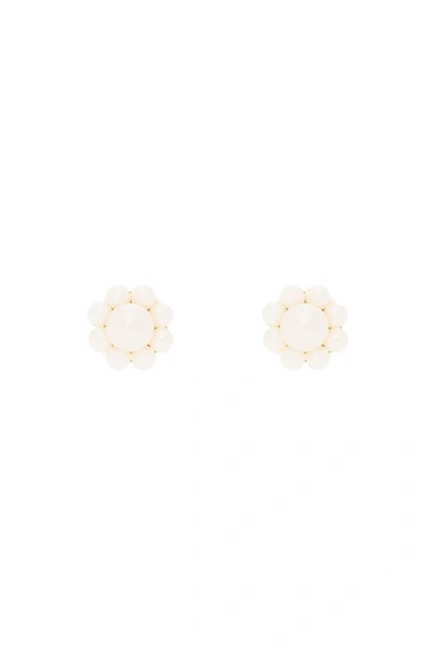 Simone Rocha Daisy Stud Earrings In White