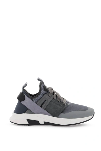 Tom Ford Men's Jago Mesh Leather Heel-strap Trainer Trainers In Grey