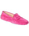 Tod's Gommino Suede Loafers In Pink