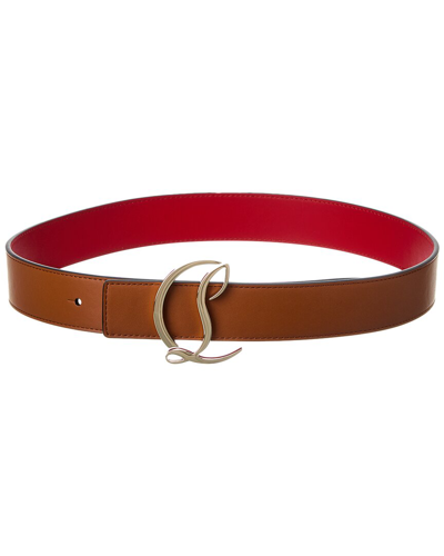 Christian Louboutin Cl Logo Leather Belt In Brown
