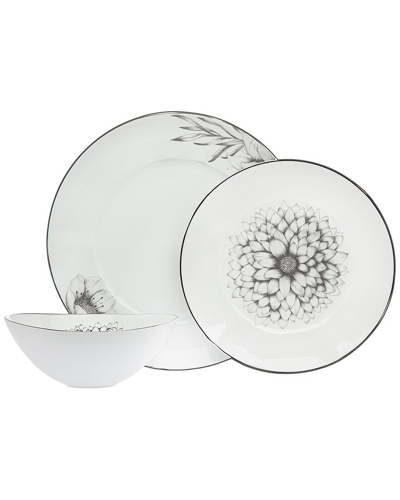 Ricci Argentieri Dahlia 3pc Porcelain Dinnerware Place Set In White