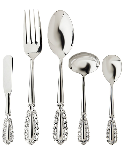 Ricci Argentieri Villa D'este 18/10 Stainless Steel 5pc Hostess Set In White