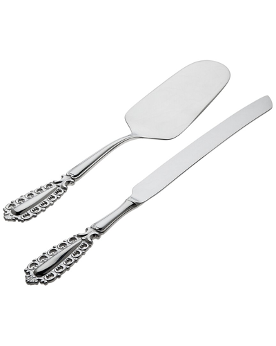 Ricci Argentieri Villa D'este 18/10 Stainless Steel 2pc Cake Knife & Server Set In Metallic