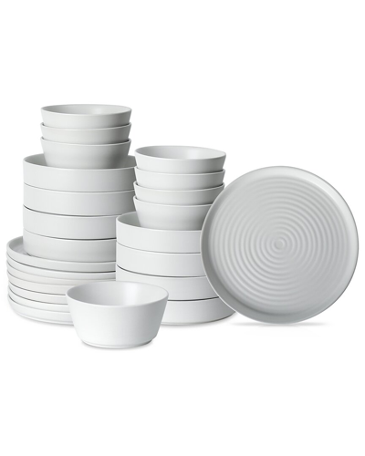 Stone Lain Elica 24pc White Stoneware Dinnerware Set