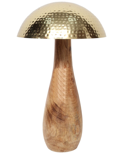 Sagebrook Home 28in Metal Mushroom With Wooden Base In Gold