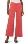 Kut From The Kloth Meg Fab Ab High Waist Raw Hem Ankle Wide Leg Jeans In Strawberry