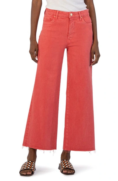Kut From The Kloth Meg Fab Ab Raw Hem High Waist Ankle Wide Leg Jeans In Strawberry