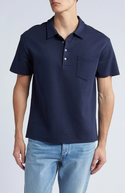 Frame Duo Fold Short Sleeve Polo Shirt In Navy