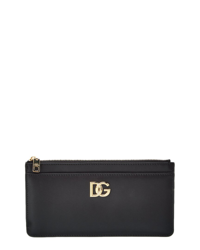 Dolce & Gabbana Dg Logo Leather Card Case In Black