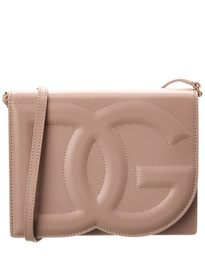 Dolce & Gabbana Logo Leather Shoulder Bag In Pink